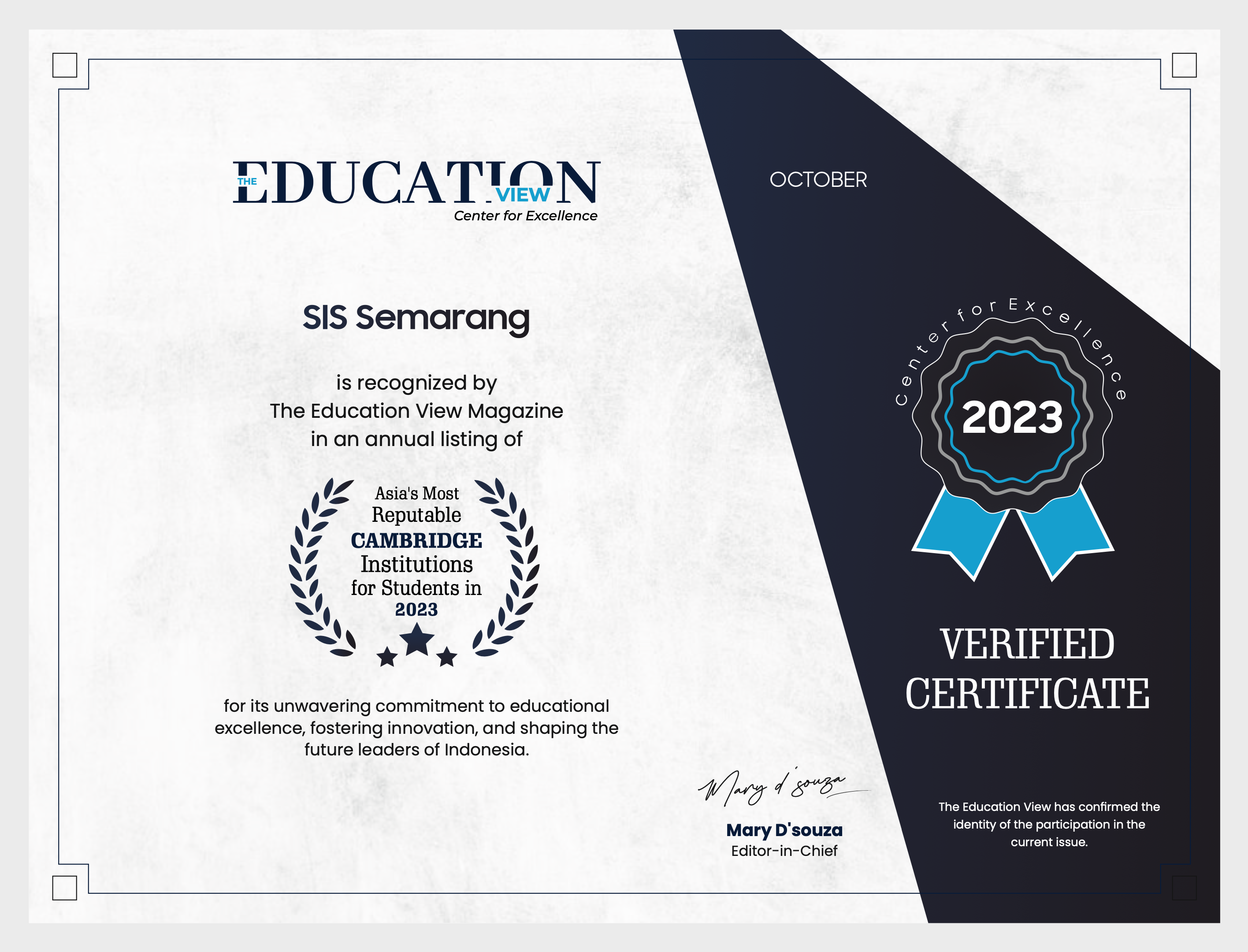 SIS Semarang Cambridge Award